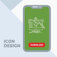 ingeniería. proyecto. instrumentos. taller. icono de la línea de procesamiento en el móvil para la página de descarga vector