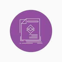 ad. advertisement. leaflet. magazine. page White Line Icon in Circle background. vector icon illustration