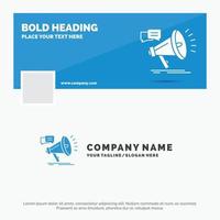 Blue Business Logo Template for marketing. megaphone. announcement. promo. promotion. Facebook Timeline Banner Design. vector web banner background illustration