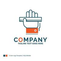 Education. hand. learn. learning. ruler Logo Design. Blue and Orange Brand Name Design. Place for Tagline. Business Logo template. vector