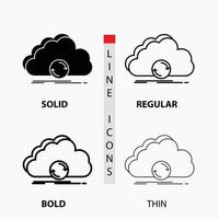 cloud. syncing. sync. data. synchronization Icon in Thin. Regular. Bold Line and Glyph Style. Vector illustration