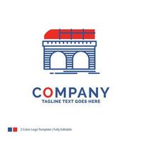 Company Name Logo Design For metro. railroad. railway. train. transport. Blue and red Brand Name Design with place for Tagline. Abstract Creative Logo template for Small and Large Business. vector