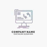 synchronization. sync. information. data. computer Purple Business Logo Template. Place for Tagline vector
