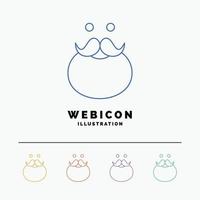 moustache. Hipster. movember. santa. Beared 5 Color Line Web Icon Template isolated on white. Vector illustration