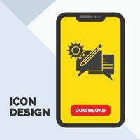 charlar. comunicación. discusión. ajuste. icono de glifo de mensaje en el móvil para la página de descarga. fondo amarillo vector