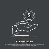 help. cash out. debt. finance. loan Icon. Line vector symbol for UI and UX. website or mobile application