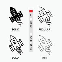 space craft. shuttle. space. rocket. launch Icon in Thin. Regular. Bold Line and Glyph Style. Vector illustration