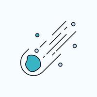 Asteroid. astronomy. meteor. space. comet Flat Icon. green and Yellow sign and symbols for website and Mobile appliation. vector illustration