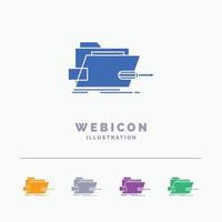Folder. repair. skrewdriver. tech. technical 5 Color Glyph Web Icon Template isolated on white. Vector illustration