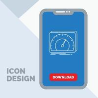 tablero. dispositivo. velocidad. prueba. icono de línea de Internet en el móvil para la página de descarga vector