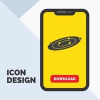 Galaxy. astronomy. planets. system. universe Glyph Icon in Mobile for Download Page. Yellow Background vector