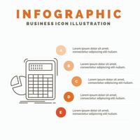 calculadora. cálculo. Matemáticas. Progreso. plantilla de infografía gráfica para sitio web y presentación. icono de línea gris con ilustración de vector de estilo infográfico naranja