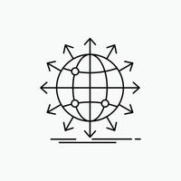 globe. network. arrow. news. worldwide Line Icon. Vector isolated illustration