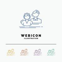 student. employee. group. couple. team 5 Color Line Web Icon Template isolated on white. Vector illustration