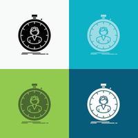 fast. speed. stopwatch. timer. girl Icon Over Various Background. glyph style design. designed for web and app. Eps 10 vector illustration
