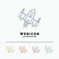 spacecraft. spaceship. ship. space. alien 5 Color Line Web Icon Template isolated on white. Vector illustration