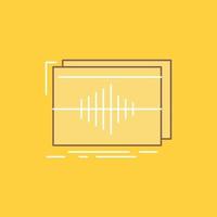 Audio. frequency. hertz. sequence. wave Flat Line Filled Icon. Beautiful Logo button over yellow background for UI and UX. website or mobile application vector