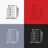 expertise. checklist. check. list. document Icon Over Various Background. Line style design. designed for web and app. Eps 10 vector illustration