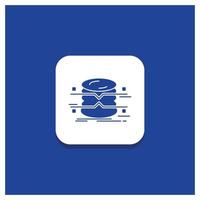 Blue Round Button for database. data. architecture. infographics. monitoring Glyph icon vector