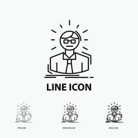 Manager. Employee. Doctor. Person. Business Man Icon in Thin. Regular and Bold Line Style. Vector illustration