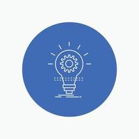 Bulb. develop. idea. innovation. light White Line Icon in Circle background. vector icon illustration