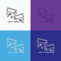 CCTV. Camera. Security. Surveillance. Technology Icon Over Various Background. Line style design. designed for web and app. Eps 10 vector illustration