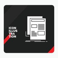 fondo de presentación creativa rojo y negro para noticias. Boletin informativo. periódico. medios de comunicación. icono de glifo de papel vector