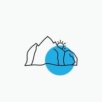 Cerro. paisaje. naturaleza. montaña. icono de línea de escena vector