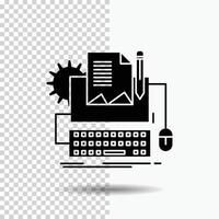 Type Writer. paper. computer. paper. keyboard Glyph Icon on Transparent Background. Black Icon vector