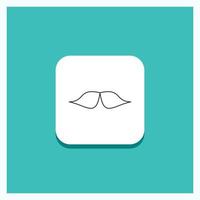 Round Button for moustache. Hipster. movember. male. men Line icon Turquoise Background vector