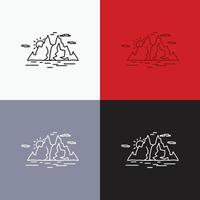 Nature. hill. landscape. mountain. water Icon Over Various Background. Line style design. designed for web and app. Eps 10 vector illustration