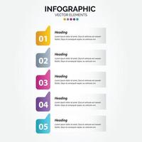 Vertical Infographic business colorful template banner design 5 options background style you can used for marketing process workflow presentation development plan vector