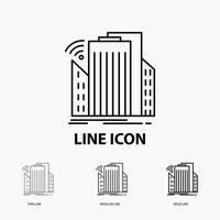 Buildings. city. sensor. smart. urban Icon in Thin. Regular and Bold Line Style. Vector illustration