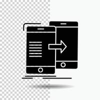 data. Sharing. sync. synchronization. syncing Glyph Icon on Transparent Background. Black Icon vector
