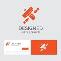 Business logo template for Broadcast. broadcasting. radio. satellite. transmitter. Orange Visiting Cards with Brand logo template. vector