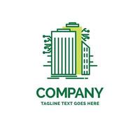 Building. Technology. Smart City. Connected. internet Flat Business Logo template. Creative Green Brand Name Design. vector