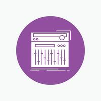 Control. controller. midi. studio. sound White Glyph Icon in Circle. Vector Button illustration