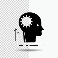 Mind. Creative. thinking. idea. brainstorming Glyph Icon on Transparent Background. Black Icon vector