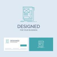 wire. framing. Web. Layout. Development Business Logo Line Icon Symbol for your business. Turquoise Business Cards with Brand logo template vector