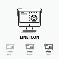 Command. computer. function. process. progress Icon in Thin. Regular and Bold Line Style. Vector illustration