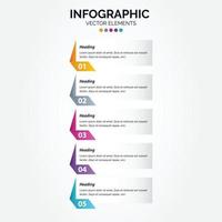 Timeline 5 options Vertical Infographic for presentations workflow process diagram flow chart report vector