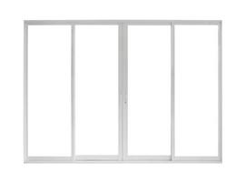 Real modern house door window frame isolated on white background photo