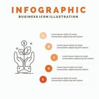 business. company. growth. plant. rise Infographics Template for Website and Presentation. Line Gray icon with Orange infographic style vector illustration