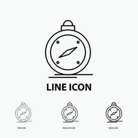 compass. direction. navigation. gps. location Icon in Thin. Regular and Bold Line Style. Vector illustration