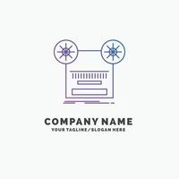 registro. grabación. retro cinta. plantilla de logotipo de empresa púrpura de música. lugar para el eslogan vector