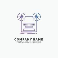 Record. recording. retro. tape. music Purple Business Logo Template. Place for Tagline vector