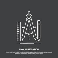 Build. design. geometry. math. tool Icon. Line vector symbol for UI and UX. website or mobile application