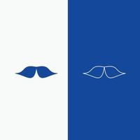 bigote. inconformista. movimiento masculino. línea de hombres y botón web de glifo en banner vertical de color azul para ui y ux. sitio web o aplicación móvil vector