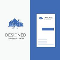 Business Logo for hill. landscape. nature. mountain. tree. Vertical Blue Business .Visiting Card template. vector