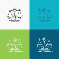 Balance. decision. justice. law. scale Icon Over Various Background. Line style design. designed for web and app. Eps 10 vector illustration